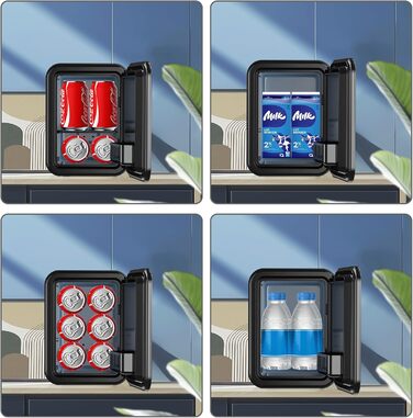 Mini холодильник Enventor 10L: для кімнати, авто, офісу. Охолодження та нагрів, 12V/220V, тихий, чорний