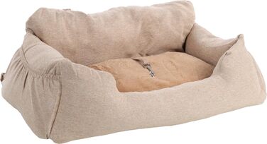 Автокрісло для собак Flamingo Megan - бежеве, 56x50x30 см, комфорт та безпека для собак малого та середнього розміру (Чихуахуа, Мальтізе, Джек Рассел Тер'єр, Французький бульдог)