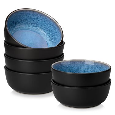 Набір тарілок/мисок Vancasso PLAYA, 6 шт., блакитні, з кераміки (6 мисок, супові тарілки, салатники, паста)