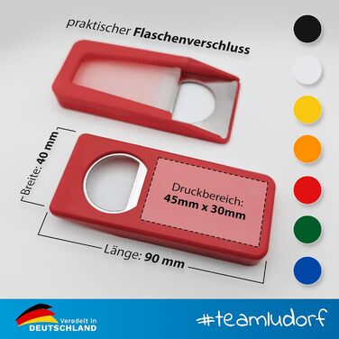 #teamludorf - 10 Pack Multifunctional, Customizable Bottle Openers in Red - Individually Customizable with Text and Image, in Seven Colors, Gift Idea