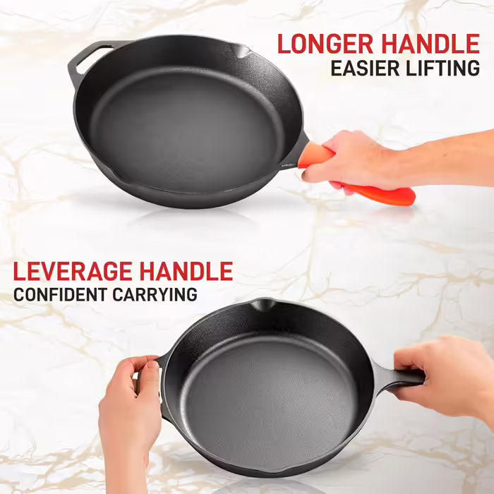 NutriChef Frying Pan with Lid, 30cm - Frying Pan - with Ergonomic Silicone Handle & High Rim, Pan made of Cast Iron, Non-Stick Coated, for Induction, Ceramic, Gas & Electric, PFOA & PFOS-Free 30cm Frying Pan