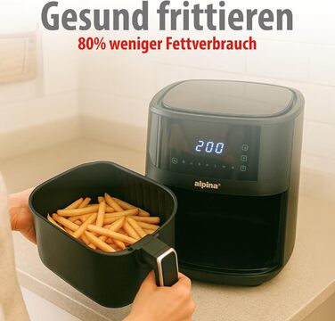 Фритюрниця Alpina Heißluft XXL (6л) з цифровим дисплеєм: для 4-6 осіб, 80-200°C, таймер до 2 годин, 1800W