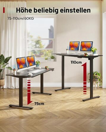 Регульований по висоті письмовий стіл SANODESK з цільною стільницею, чорний, 100 x 60 см