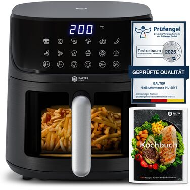 Balter Airfryer XL 5.5л Фритюрниця з оглядовим вікном HL-551T - 12 програм, рецепти