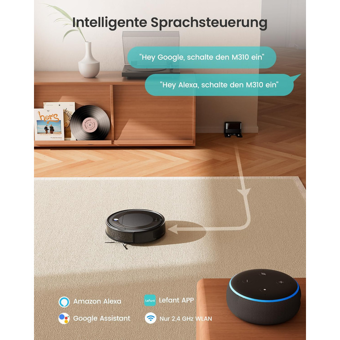 Робот-пилосос LEFANT M310: потужний, з Wi-Fi, для тварин та твердих поверхонь