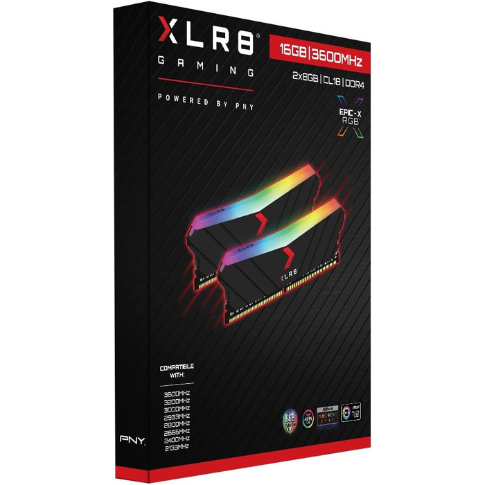 PNY XLR8 Gaming Epic: Комп'ютерна пам'ять DDR4 RGB 3200MHz (2x8GB) Чорний