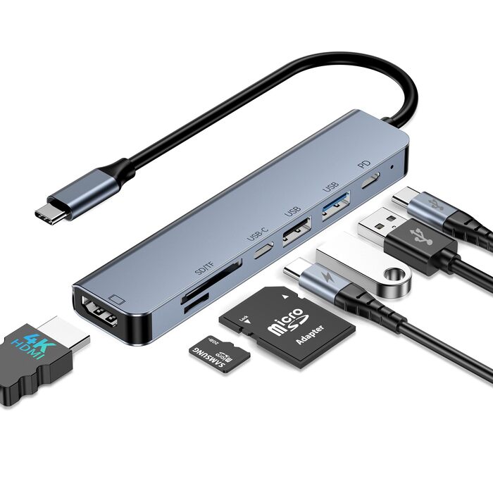 Док-станція USB-C з підставкою для ноутбука 8 в 1, хаб USB-C 4K@30Hz HDMI, SD/TF, адаптер для MacBook Pro Air, HP, Dell, Thinkpad, Surface (M79)