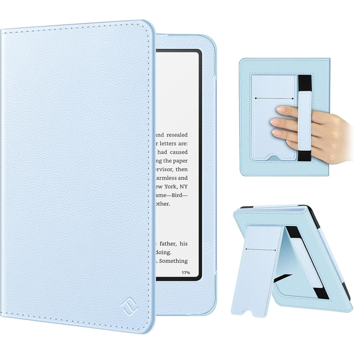 Чохол Fintie для Kindle Paperwhite 12-го покоління (2024/2025) з підставкою, петлею та авто-сном, чорний (небесно-блакитний)