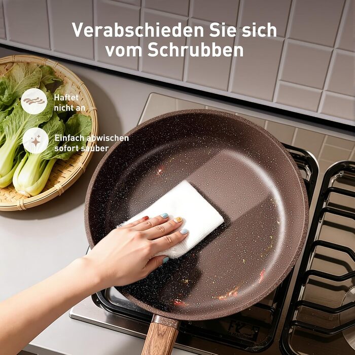 Набір каструль Kitchen Academy з антипригарним покриттям для індукційних плит зі скляними кришками, коричневий, 10 предметів