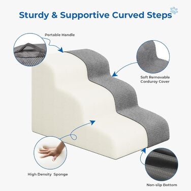 Сходинка для собак маленьких порід, 2 сходинки, 30 см, для домашніх тварин, миється, не слизька, для котів, для ліжка, дивану, сірого кольору