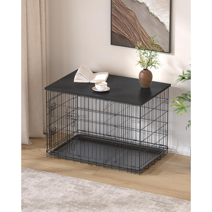 Насадка для собачого вольєра Piskyet, дерев'яна робоча поверхня, чорна, сумісна з вольєрами 76,2 см, 121,9 см, 107,7 см, 91,4 см, 61 см