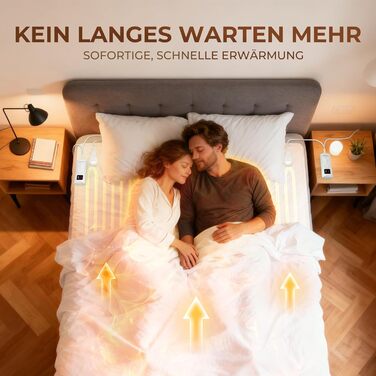 Електрична ковдра StarOnce 160x140 см для двоспального ліжка - тепла ковдра з 10 рівнями нагріву, автовимкненням, 2 пультами дистанційного керування та захистом від перегріву - біла, можна прати в пральній машині