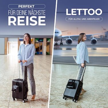 Чорний ручний багаж 20 дюймів з алюмінієвим каркасом | Валіза на колесах, водонепроникна, з кишенею для ноутбука, захист кутів