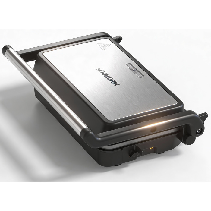 Контактний гриль Kalorik 1200 Вт, сріблястий, з розкриттям на 180°