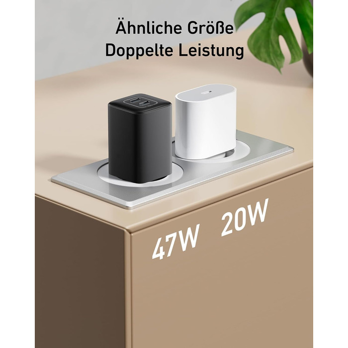 Зарядний пристрій Anker USB-C 47W, 523 Charger (Nano 3), компактний з 2 портами GaN, для iPhone 17/Pro/Pro Max/iPhone Air/16/15, Galaxy, Pixel 4/3, iPad/iPad mini (кабель не входить) Білий (Чорний)