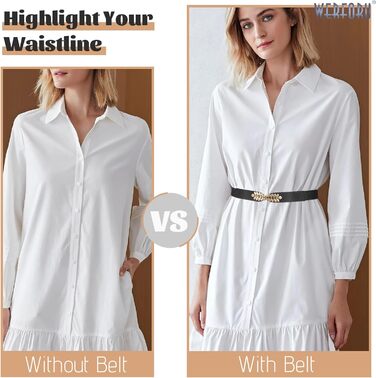 Жіночий еластичний пояс WERFORU Vintage Широкий пояс для сукні, модний, тягнеться, cinch, кольори: чорний, білий, коричневий, бежевий, розмір 82-99 см