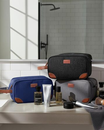 Чоловіча дорожня косметичка ECOHUB, водонепроникна, з відділенням для мокрого одягу, з ремінцями, з перероблених матеріалів, з подвійною блискавкою (Синьо-зелений, Чорний)