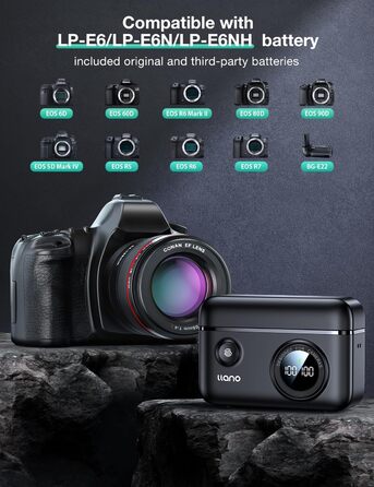 Зарядний пристрій для Canon EOS R/R5/R6 Mark II та ін. (2 шт.) з акумуляторами LP-E6NH/LP-E6P, 2400 mAh, 18W, швидка зарядка, LED-індикатор