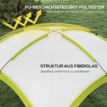 Намет Event Shelter від Outsunny, 3,5 x 3,5 м з дверцятами на гачках, водовідштовхувальний, зимостійкий, ідеальний для саду, вечірок, фестивалів, кемпінгу. Зелений колір | Aosom