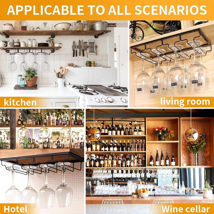 Підставка для келихів CIRULLI (2 шт.) - металева, на 4 келихи, для кухні, бару, ресторану, чорна