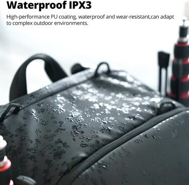 Чорний фоторюкзак AMBITFUL 25L+3L для DSLR/SLR/Mirrorless камер з відділенням для ноутбука та трипода (водонепроникний, ергономічний)