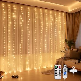 Льодогенератор 3Mx3M 300 LED, USB, з пультом та таймером, для декору, водонепроникний, білий/теплий білий