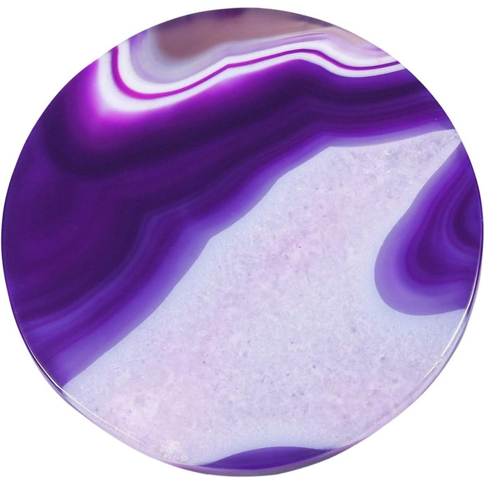 mookaitedecor Polished Natural Geode Agate Slices Coasters Set (2 Pieces), Decorative Stone Coasters for Glasses, Cups, Vases, Candles, Serving Plates Name Cards for Wedding (Purple-Round Shape)