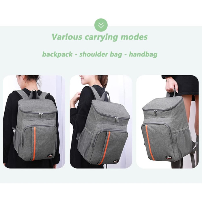 Терморюкзак 26L Kühl: ізольована сумка-холодильник для пікніка, походів, кемпінгу, риболовлі та роботи (сірий)