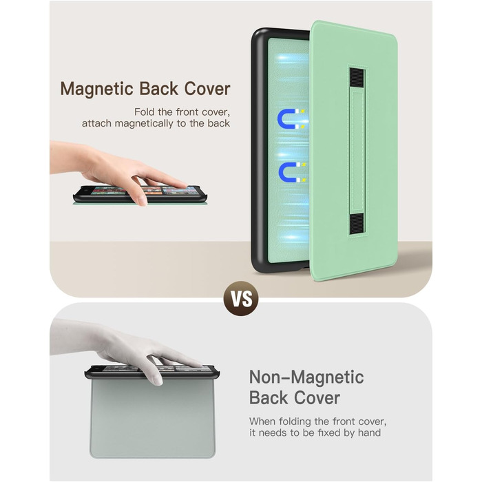 Чохол MoKo для Kindle Paperwhite 12-го покоління (2024) та Kindle Colorsoft Signature Edition (2024), зелений, з авто-ввімкненням/вимиканням та зручною петлею для руки