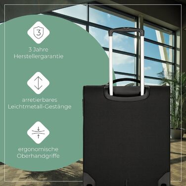 Чемодан-валіза Travelite, 52 см, 39 літрів, чорний. Валіза ручної поклажі з замком, 2 колеса