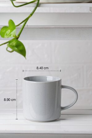 Набір посуду Nebula для 6 осіб: 18-частинний набір тарілок та набор салатників, розписний посуд з каменю, сервіз, придатний для мікрохвильової печі та посудомийної машини, колір кориця (світло-сірий), чашки (355мл, 6 шт.)