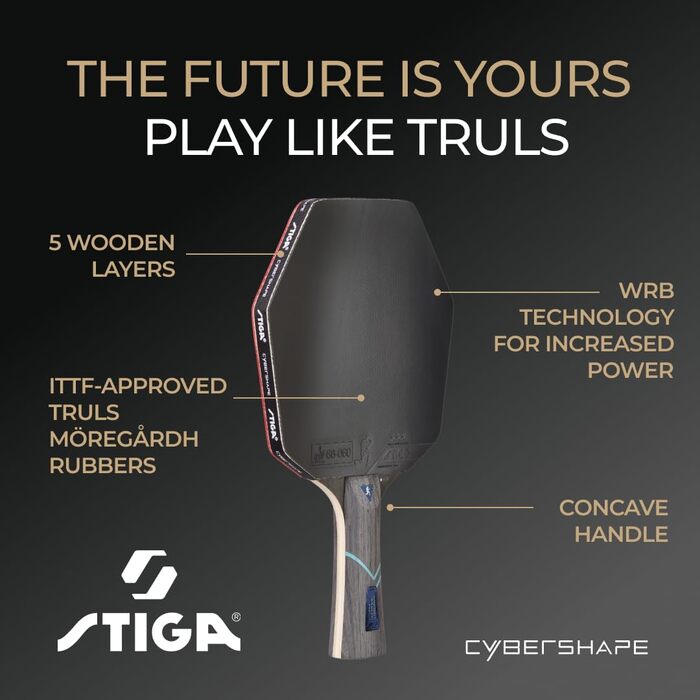 Турнік для настільного тенісу STIGA Cybershape Future Truls Möregårdh, 3 зірки, шестигранна форма, чорний