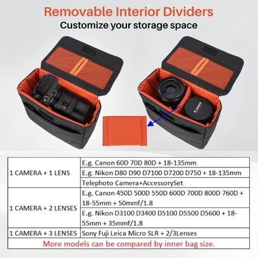 Захисний кейс для камери BAIGIO: вставка для фотоапарата DSLR/SLR (Nikon, Canon, Fuji, Sony, Olympus)
