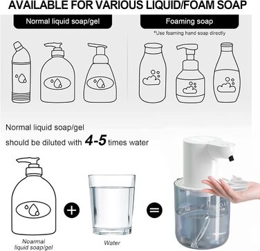 Автоматичний диспенсер для рідкого мила Cuteefun, 400 мл, сенсорний, індикатор заряду батареї, 4-рівнева регулювання дозування, настінний для ванної, кухні, чорний, піниться