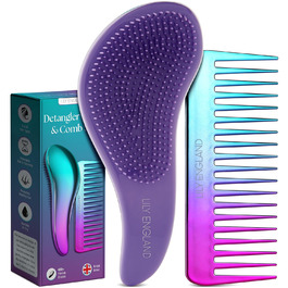 Набір гребінців та щіток для волосся Lily England Purple: розплутування, локони, будь-яке волосся