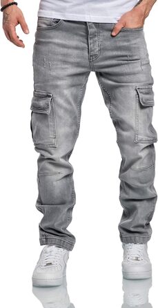 Чоловічі джинси карго Amaci&Sons Regular Slim Destroyed 7985 світло-сірі (36W/34L)