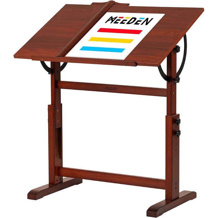 MEEDEN Vintage Wooden Art Drafting Table - Adjustable Height Drawing Desk for Artists, Crafting, Reading & Writing