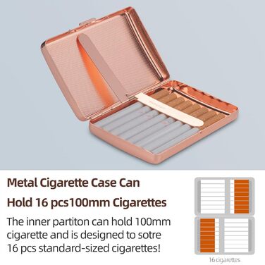Металеве цигаретне пенал у формі серця Rosegold для 20 цигарок, відкритий двосторонній, для жінок, подарунок на день народження/Новий рік