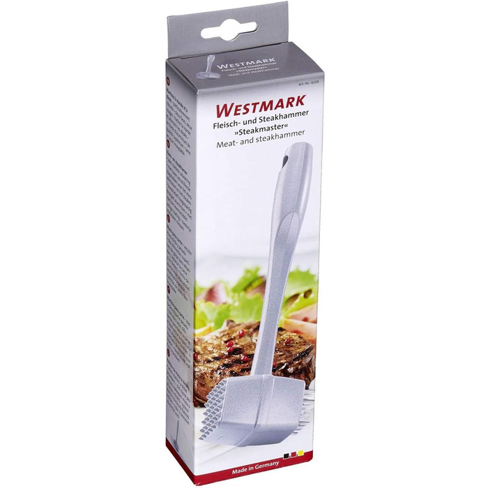Молоток для м'яса та стейків Westmark Steakmaster, 23,8 см, нержавіюча сталь/алюміній, харчове покриття, сріблястий