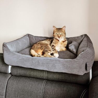 4L Textil М'яке ліжко-гніздечко для котів та собак, гніздо-лежанка, кошик для котів, лежанка для собак, для цуценят, сірий (60x40 см), 60 x 40 x 15 см