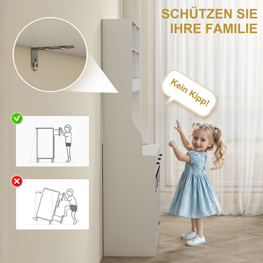 HOMCOM Kitchen Cabinet, Tall Cabinet with Worktop, Buffet Cabinet with Sliding Doors, 3 Drawers, Adjustable Shelves, Storage Cabinet for Kitchen Dining Room 93.5x40x180 cm White | Aosom