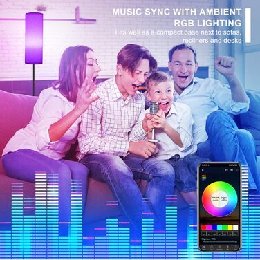 Стійка лампа FRIDEKO HOME для вітальні: сучасний дизайн, RGB, диммування, керування з пульта, музичний режим, чорний цоколь. Підходить для офісу, спальні та вітальні.