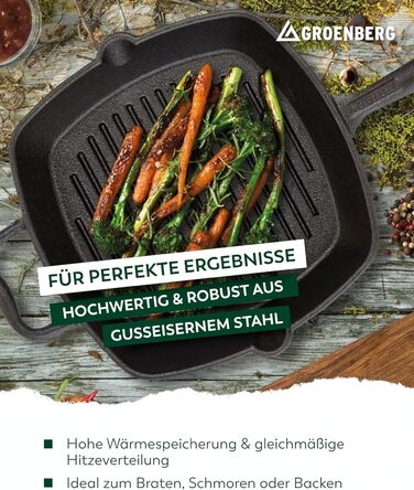 Чавунна сковорода-гриль Nabro квадратна 28 см з ручкою