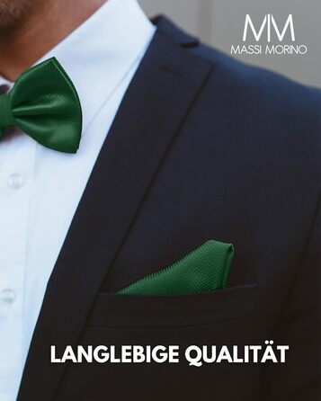 Массі Моріно: Комплект краватка-метелик та нагрудна хустинка для чоловіків - ідеальний вибір на весілля. Регульована краватка-метелик (зелена)