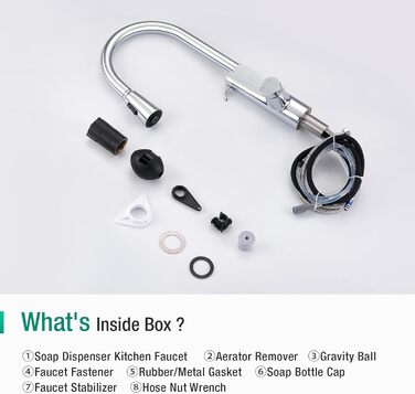 Кран кухонний CREA Wasserfall висувний з дозатором мила, нержавіюча сталь, 360° оберт, 4 режими, хром