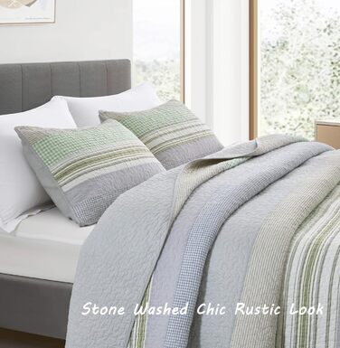 Комплект ковдр Chezmoi Collection Quinn: 3 шт., Патчворк, Квіт Hibiscus, Смугастий, Бавовна, Легкий, Змінний, Розмір Queen