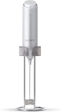 Електричний портативний пінозмішувач для молока Flendy з USB-C, для кави, матчі, протеїнових коктейлів, білий