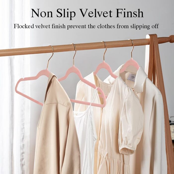 22 шт. плюшеві вішалки для одягу Stormix для дорослих, преміум-якість, антиковзаючі, ультратонкі, для костюмів, сорочок, суконь, темно-рожевого кольору (гачки рожевого золота)