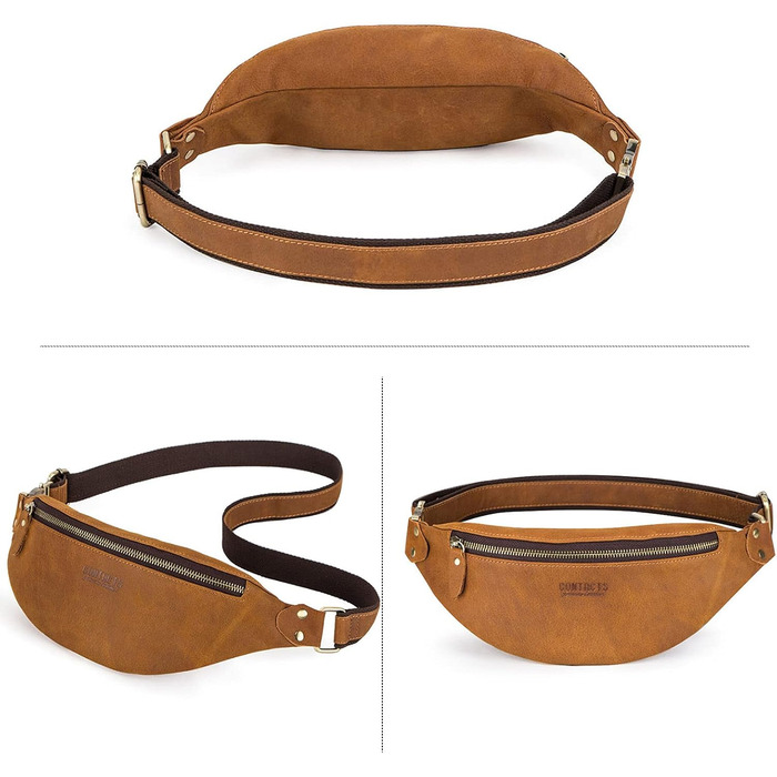 Чоловіча нагрудна сумка FANDARE з натуральної шкіри, поясна/нагрудна сумка для подорожей, туризму, спорту (колір: коричневий)