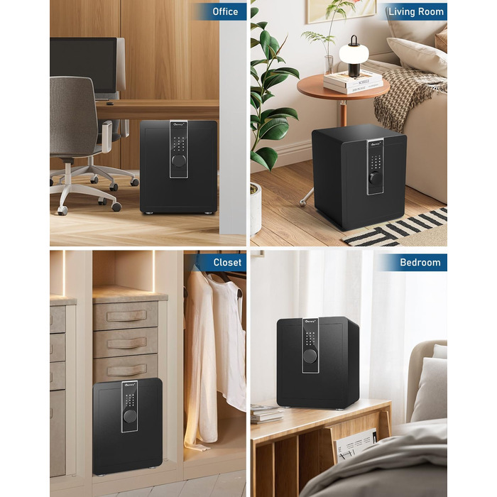 Кейві 2.0 Kub Safe Box: сейф з LCD-сенсорним екраном, двома тривогами, LED-підсвіткою, знімною полицею, для грошей, документів та цінностей (2,0 м³)